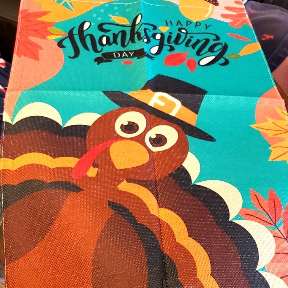 Garden Set of 2 Flags Happy Thanksgiving Day and Halloween Party Flags